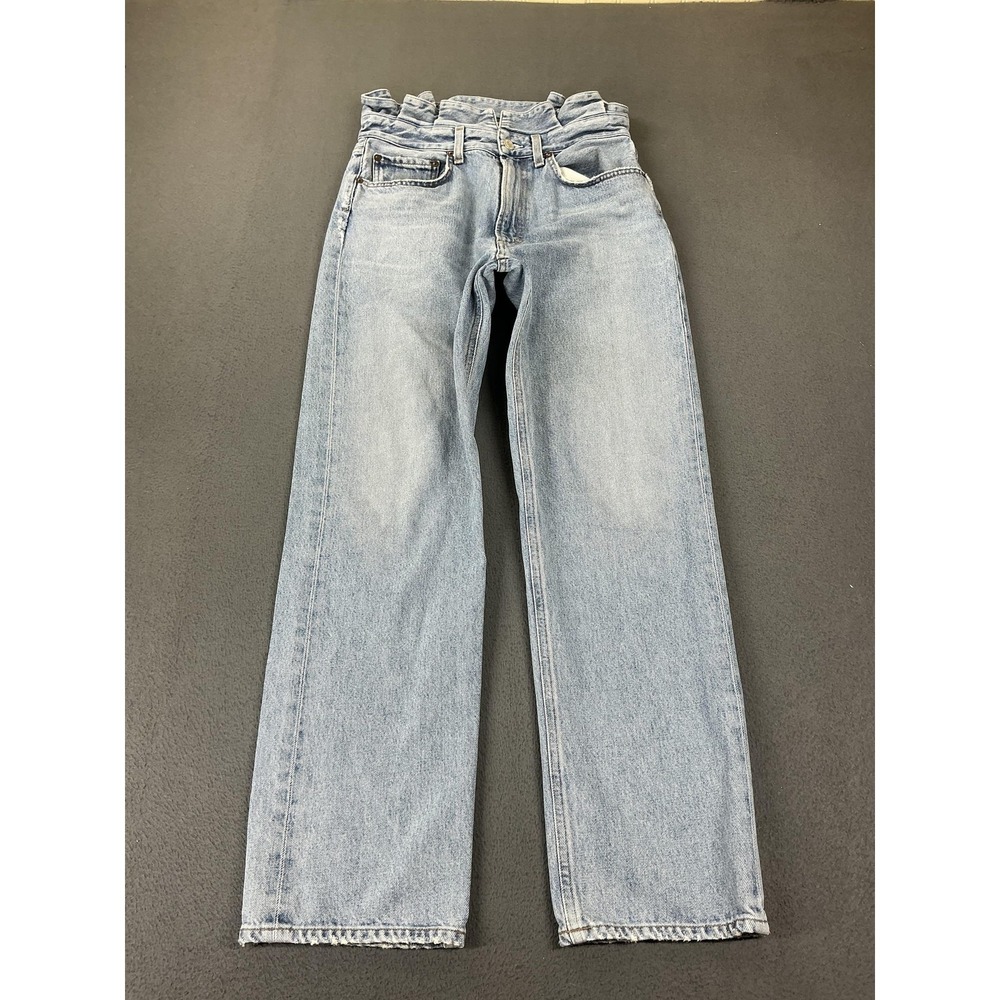 AGOLDE Jeans Womens 27 Blue Straight High Rise Light Wash Ruffle Lettuce Waist